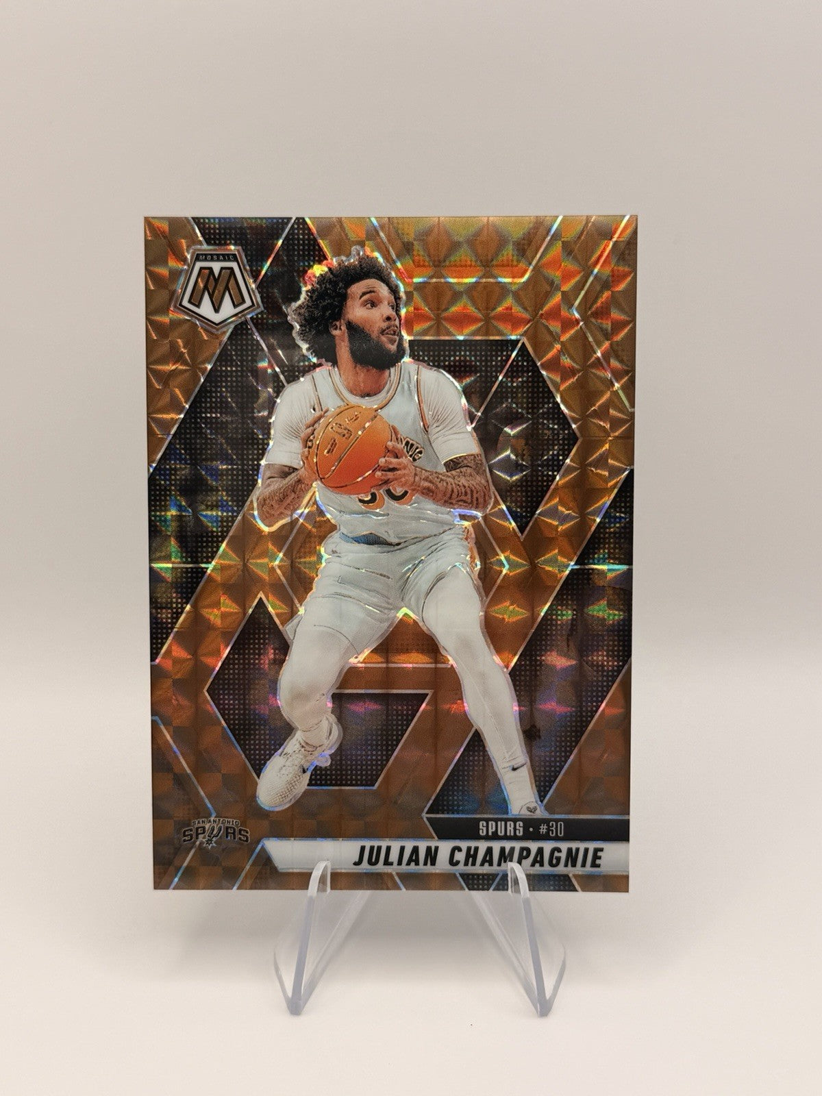 2024-25 Panini Mosaic Julian Champagnie Orange Mosaic /75 Spurs #109