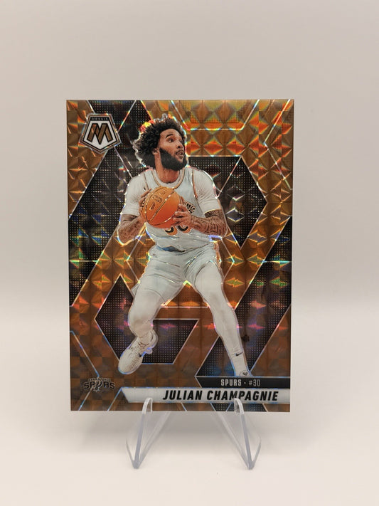 2024-25 Panini Mosaic Julian Champagnie Orange Mosaic /75 Spurs #109