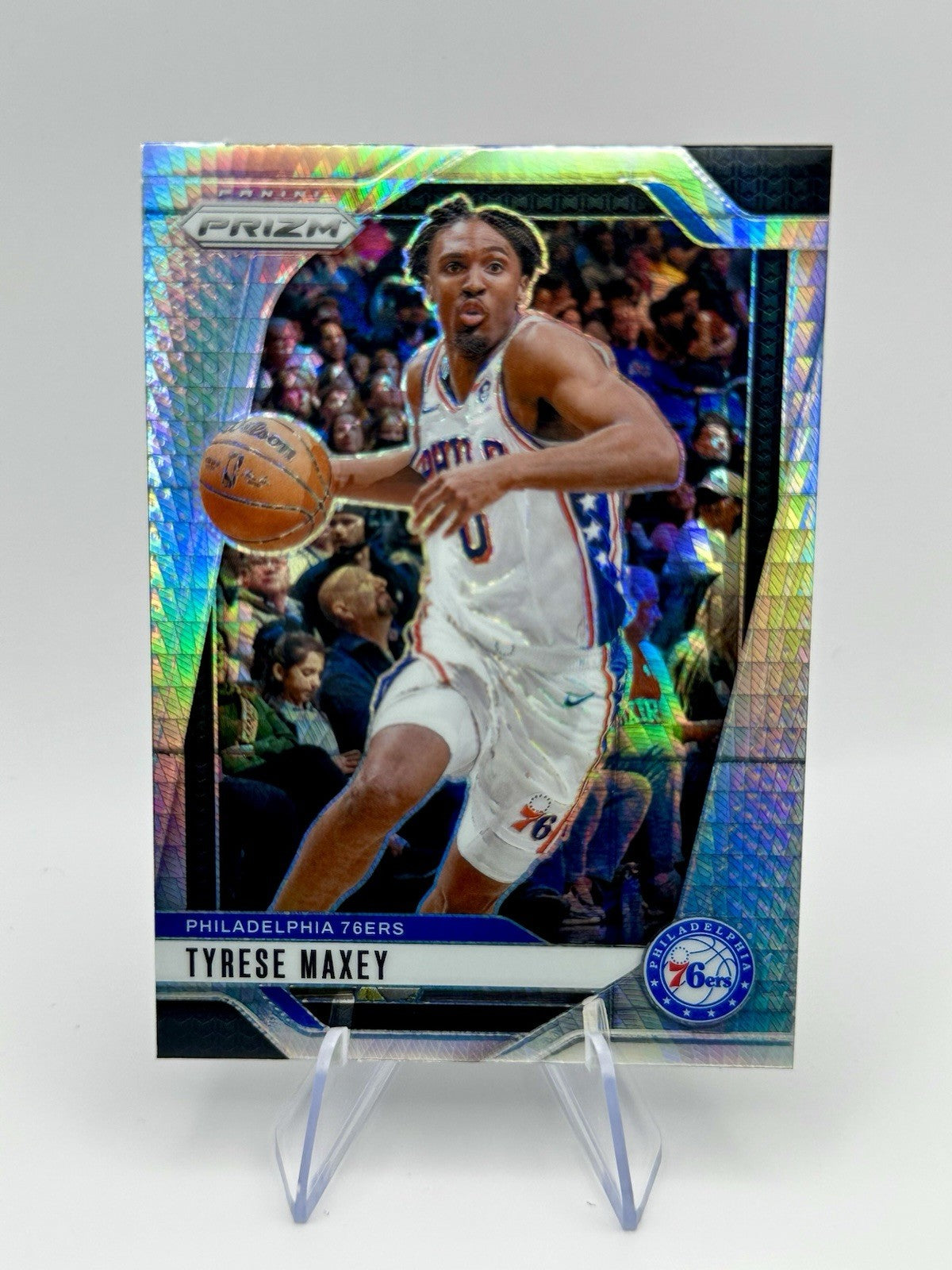 2024-25 Panini Prizm Prizm Tyrese Maxey Fast Break Prizm 76ers #96 NBA Card