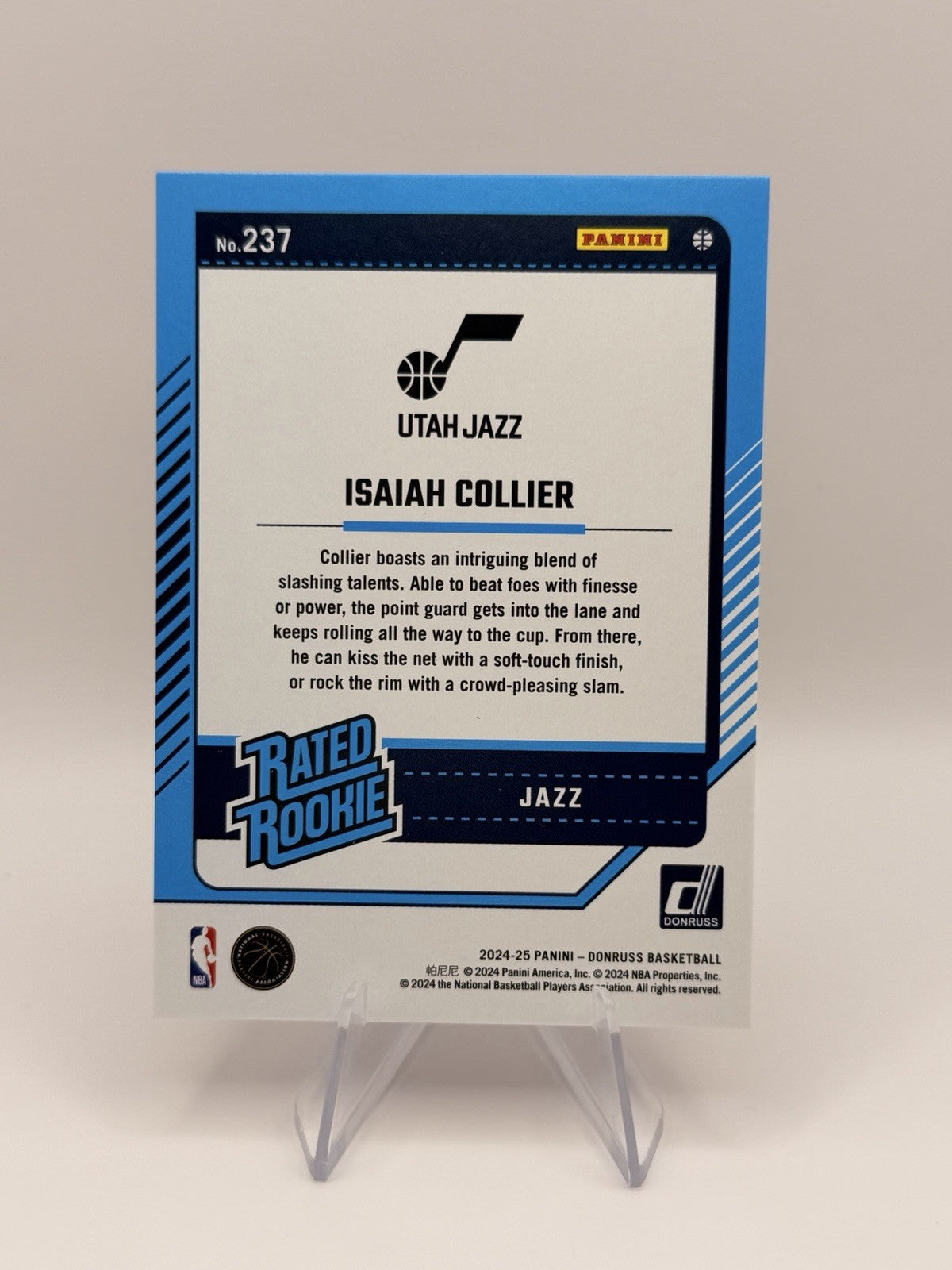 2024-25 Donruss Isaiah Collier Rated Rookie Pink Laser/90 #237 RC Jazz NM