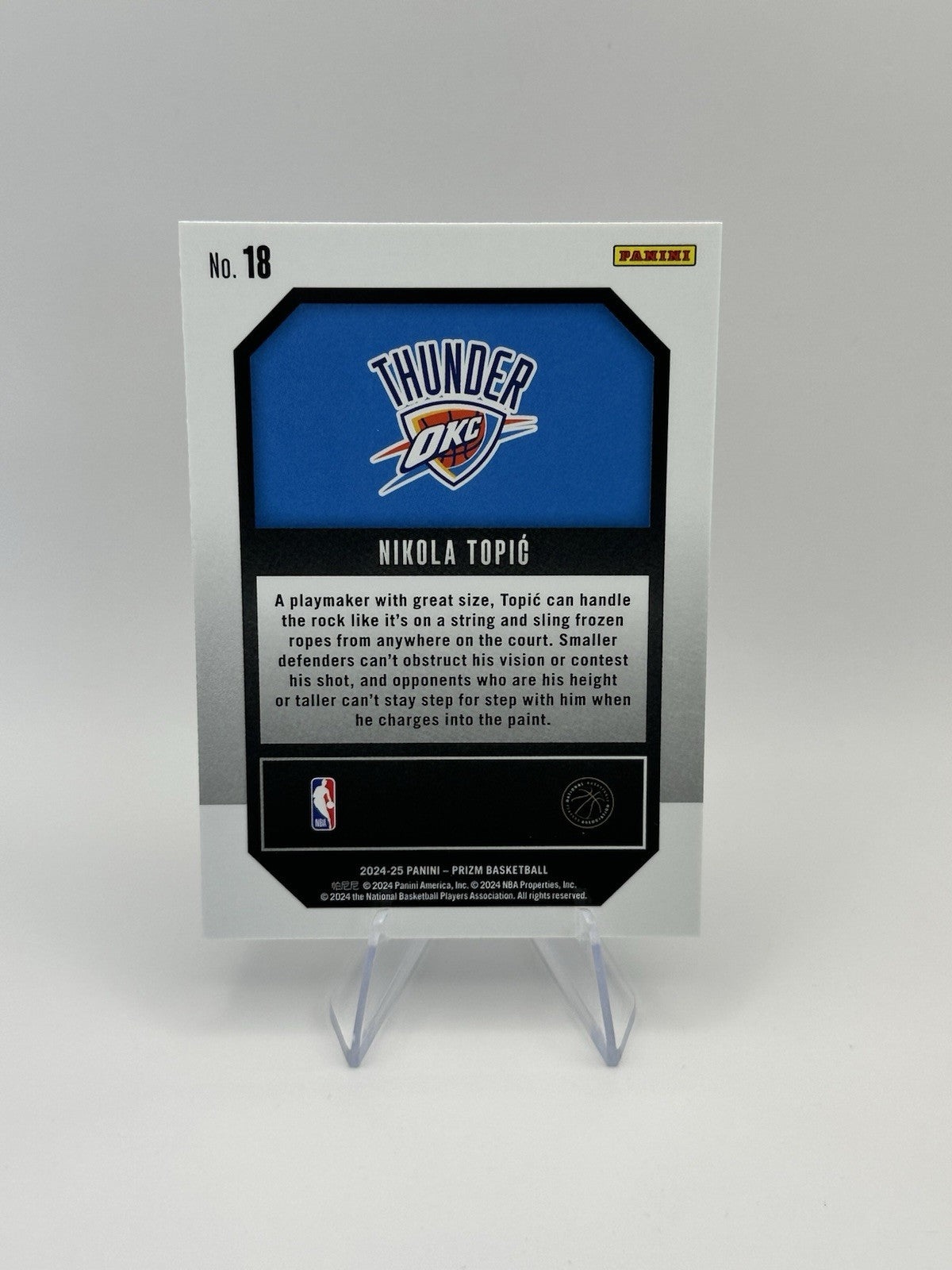 2024-25 Panini Prizm Nikola TopiÃ„â€¡ #18 Emergent RC Oklahoma City Thunder