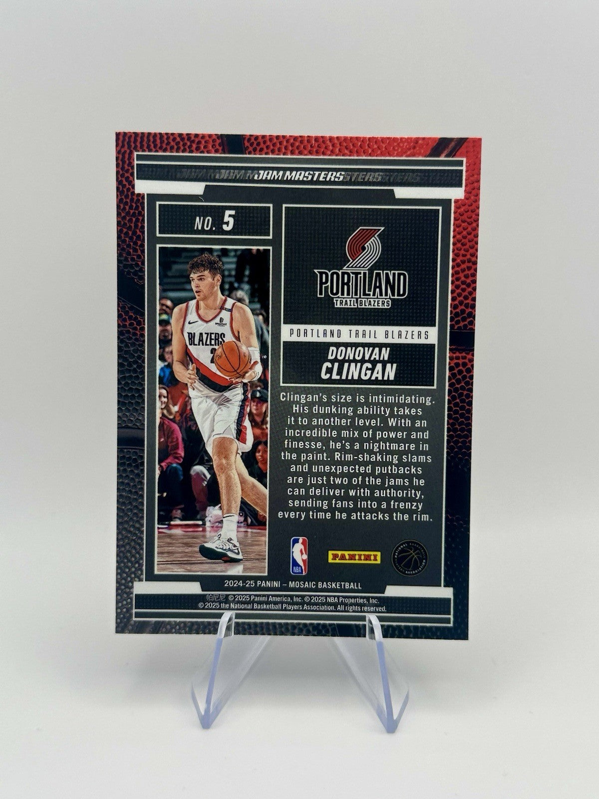 2024-25 Panini Mosaic Donovan Clingan Jam Masters RC Portland Trail NBA Card
