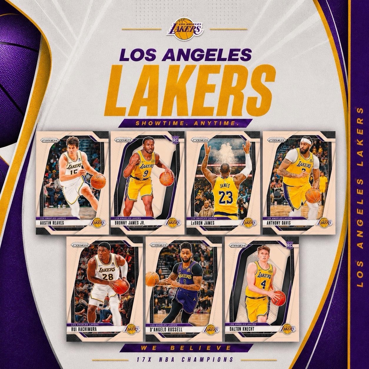 Los Angeles Lakers Team Lot Panini Prizm Cards LeBron Bronny Knecht RC NM