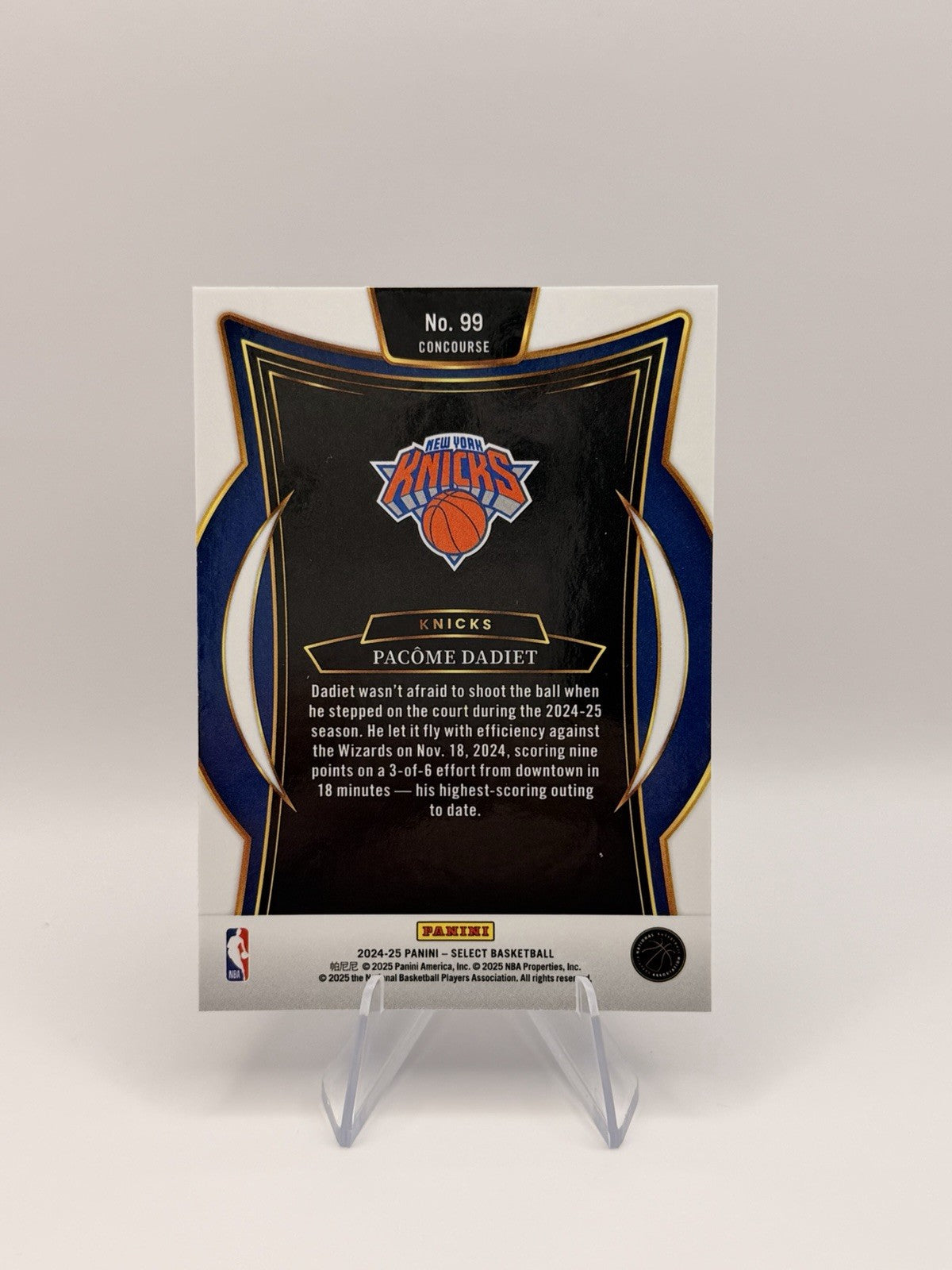 2024-25 Panini Select Pacome Dadiet Blue Concourse RC #99 Knicks Rookie NM