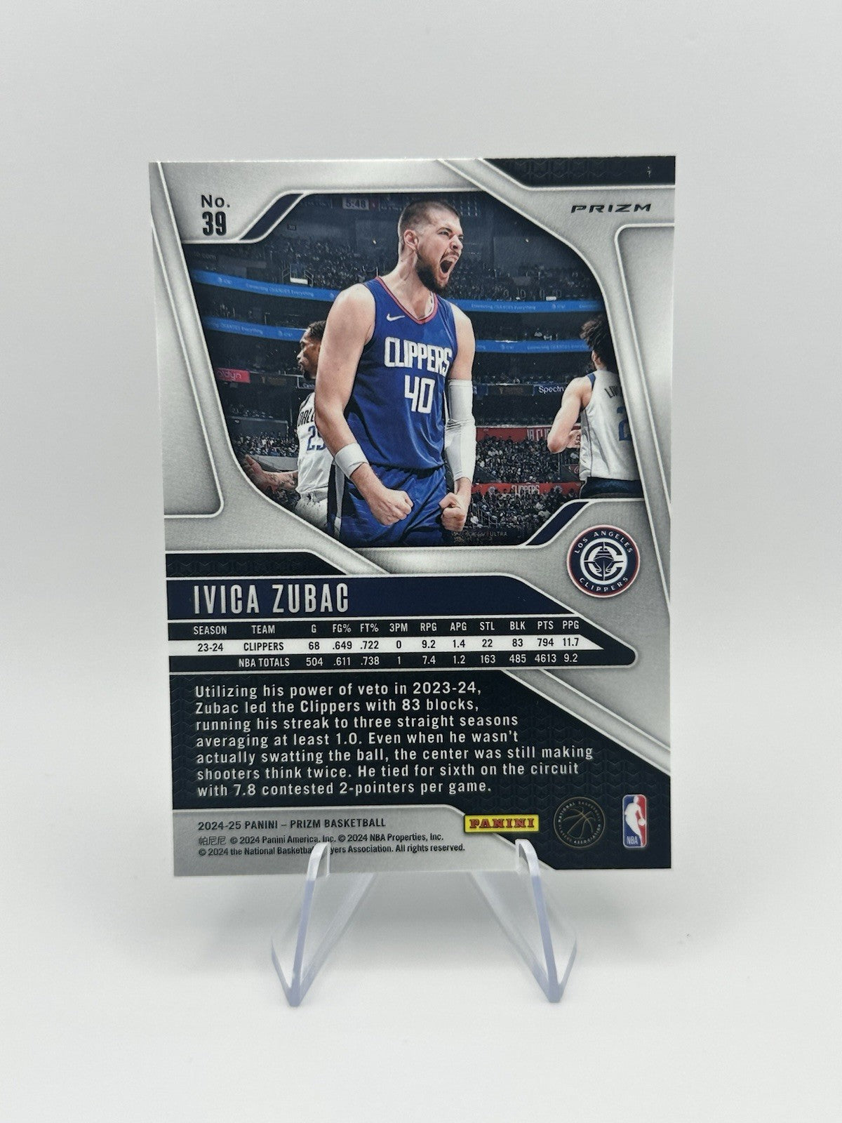2024-25 Panini Prizm Green Ice Prizm #39 Ivica Zubac Los Angeles Clippers