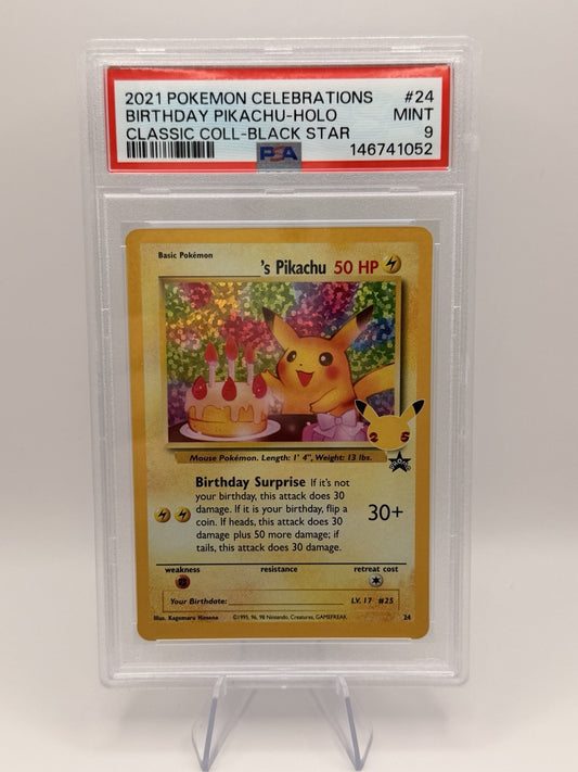 Birthday Pikachu Holo 24 Celebrations Classic Collection Pokemon PSA 9