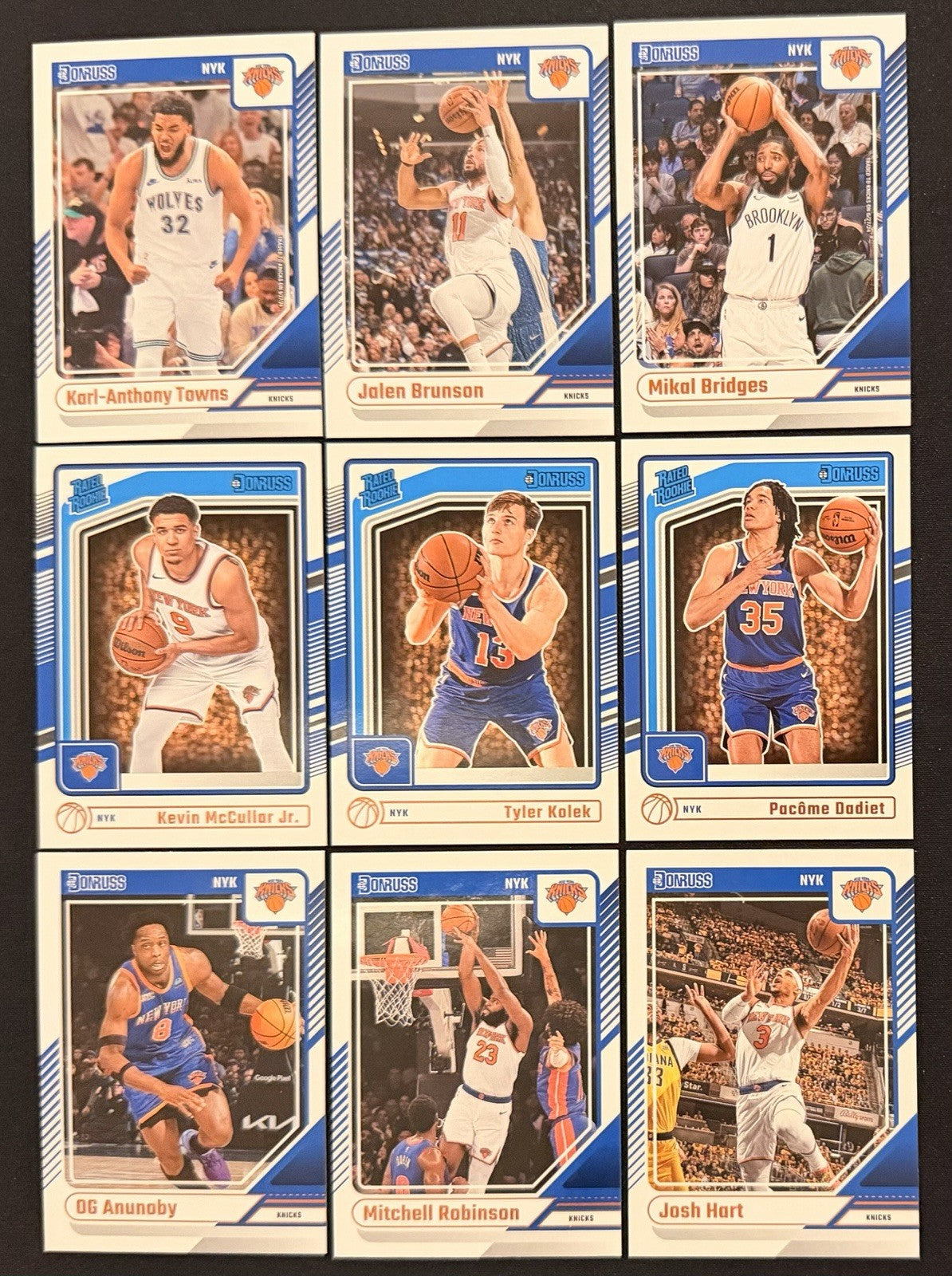 2024-25 Donruss New York Knicks Team Lot Brunson Towns Bridges Rookies NBA Card