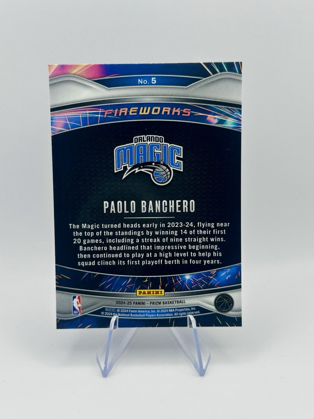 2024-25 Panini Paolo Banchero #5 Fireworks Orlando Magic Insert NBA Card