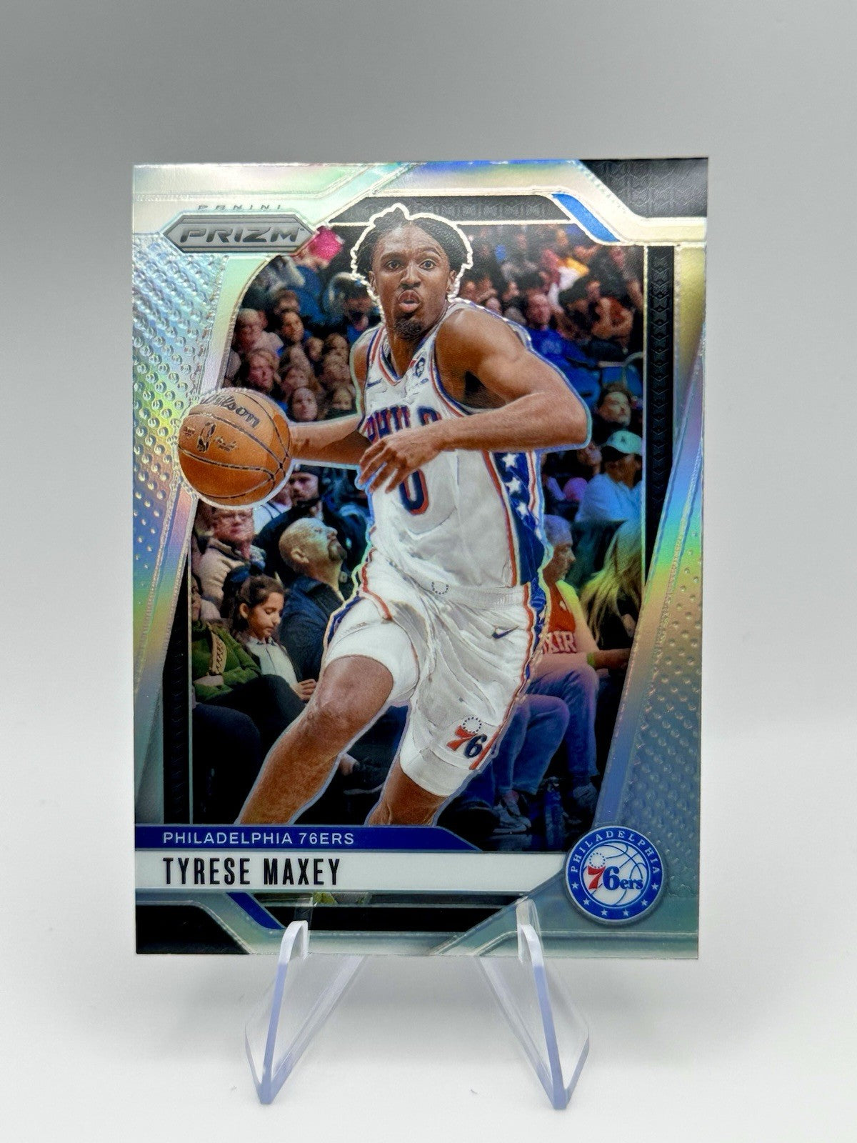 2024-25 Panini Prizm Tyrese Maxey Silver Prizm 76ers #96 NBA Card