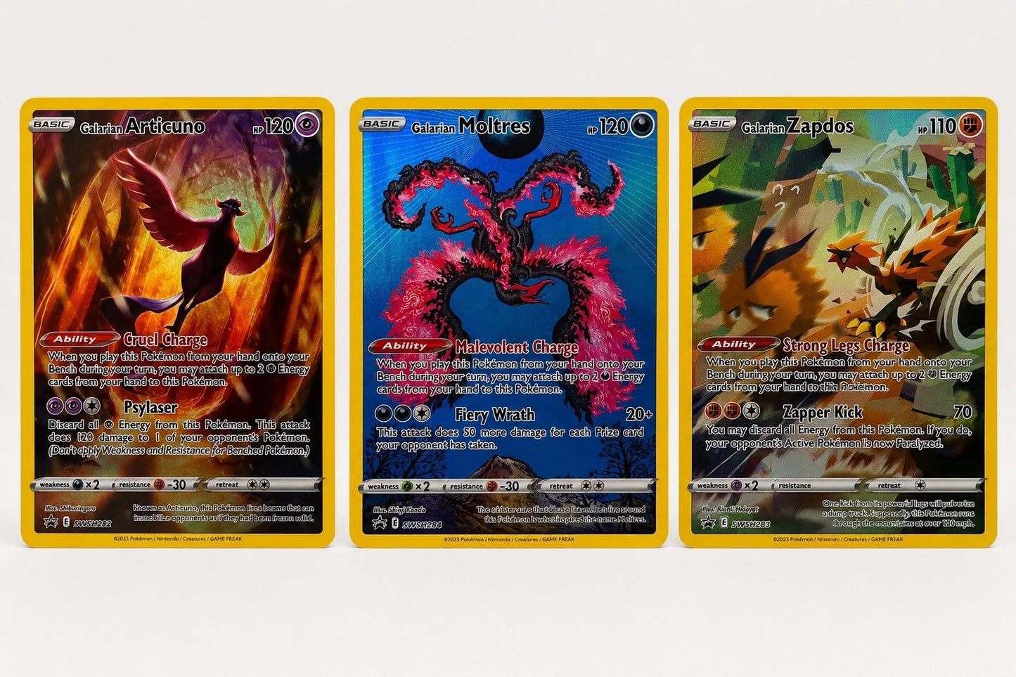 Pokémon Galarian Legendary Birds Promo Set SWSH282 SWSH283 SWSH284 NM