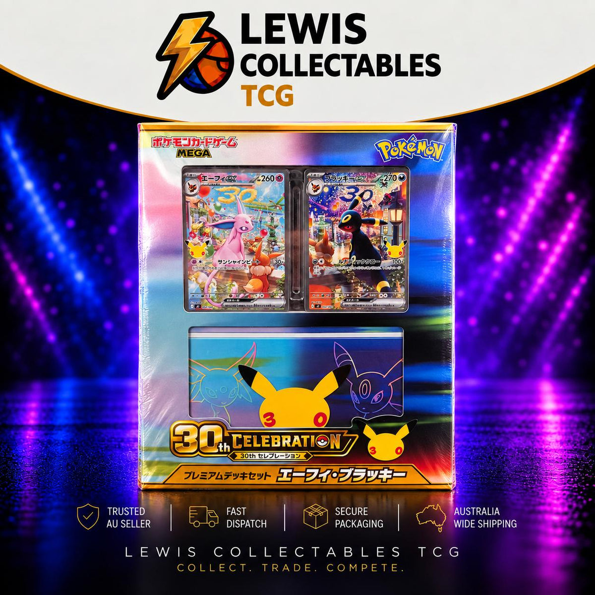 Pokemon 30th Celebration Espeon Umbreon ex Premium Deck Set Japanese
