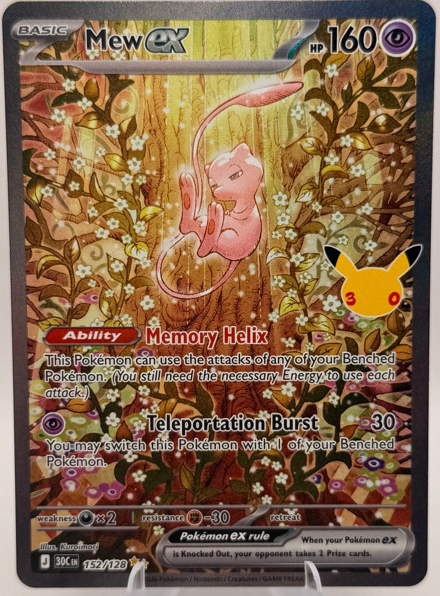 Raw Mew ex 30th anniversary card photographed by Lewis Collectables
